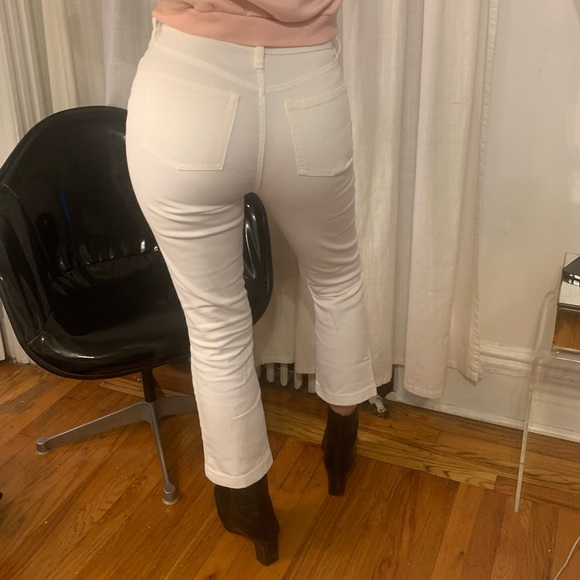 J. Crew White Billie Demi Boot Crop Jeans Kick-flare Denim Pants Size 27 EUC - Picture 5 of 16